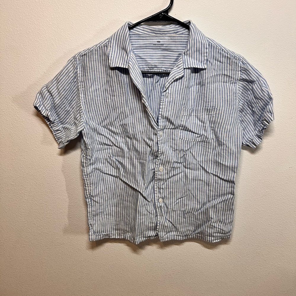 Blue and White Striped Shirt